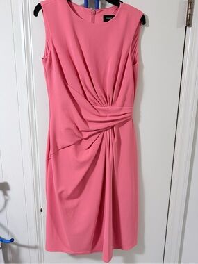 Tadashi Shoji Pink Sleeveless Twist-Detail Midi Dress